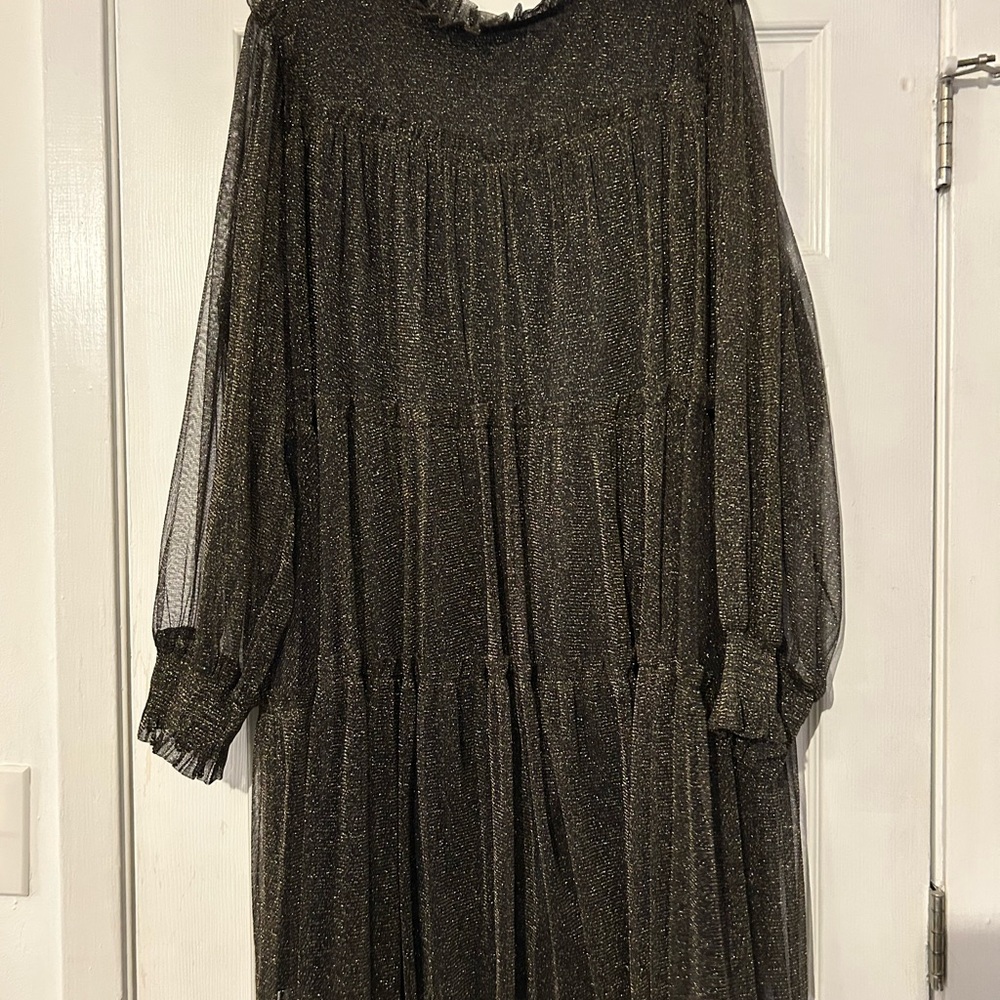 JODIFL Black Shimmer Long Sleeve Dress